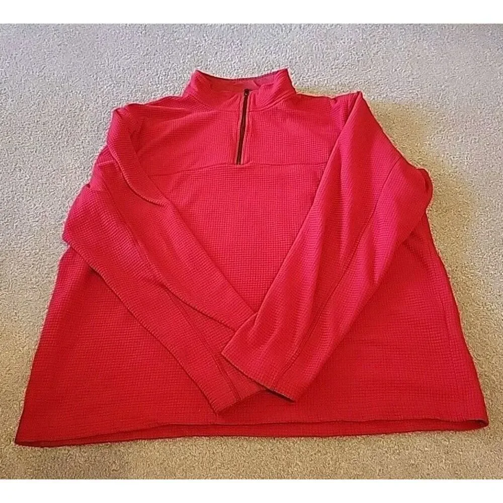 Lands End  Pullover Men's XL‎ 46-48T RED  1/4 Zip Mock Neck